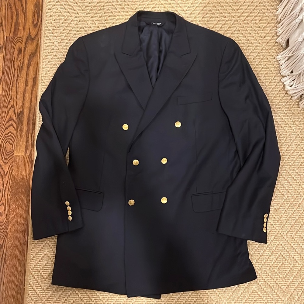 Jos A Bank navy blue double breasted blazer size 46L